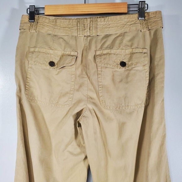 J. Crew City Fit Tie Waist Rolled Cuff Wide Leg Pants Khaki Size 2 - Picture 6 of 11